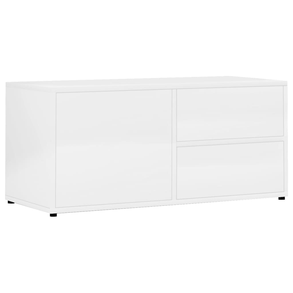 TV Cabinet High Gloss White 80x34x36 cm Chipboard